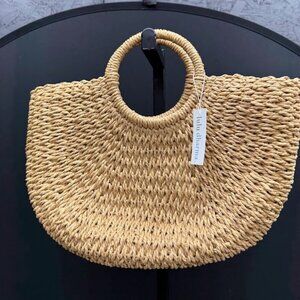Lulu Dharma Natural Half Moon Woven Tote